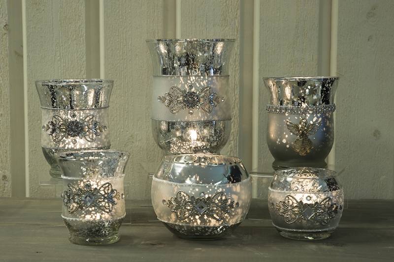 Deco telysholder rund med pynt