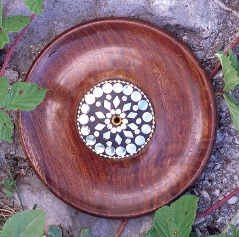 Wooden holder with mirrors